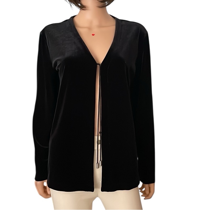 Nwot Chico’s Black Velvet Tie-Front Open Blazer Jacket